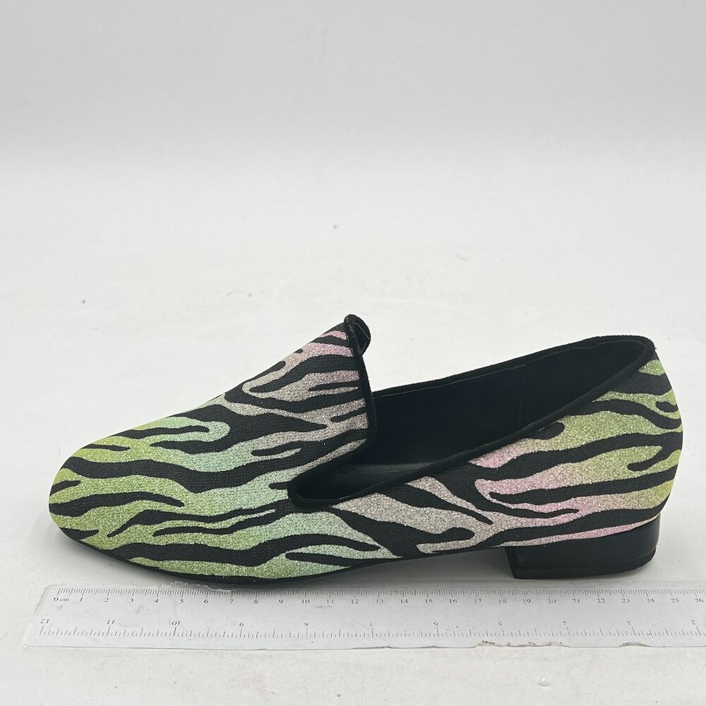 FOWT Green Leopard Cutout Loafers Low Chunky Heels Square Toe Penny Loafer